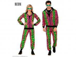 NEON RAVE PARTY FASHION TRAININGSANZUG MIT TIERMUSTER UNISEX KOSTÜM FÜR ERWACHSENE