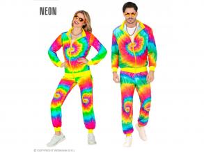 NEON TIE DYE PSYCHEDELIC HIPPIE PARTY FASHION TRAININGSANZUG UNISEX KOSTÜM FÜR ERWACHSENE