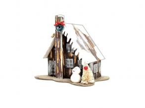 Stop & Look: Weihnachtspapierhaus mit Turm und Licht 17x12x14cm