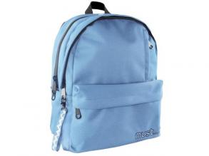 Must: Hellblauer vierfacher abgerundeter Schulranzen, Rucksack 32x19x42cm