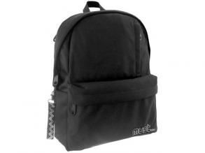 Must: Schwarzer vierfacher abgerundeter Schulranzen, Rucksack 32x17x42cm