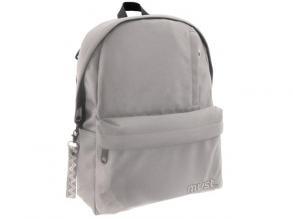 Must: Grauer vierfacher abgerundeter Schulranzen, Rucksack 32x17x42cm