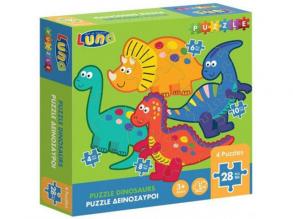 Dinosaurier 4 in 1 puzzle 28pcs