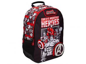 Muss: Avengers schwarz-roter Schulranzen, Rucksack 32x18x43cm