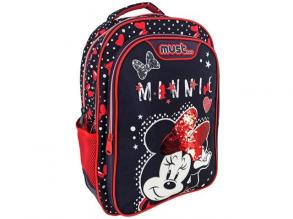 Muss: Minnie mit Mäusen dunkelblau-roter Schulranzen, Rucksack 32x18x43cm