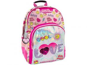 Muss... Smiley dreifach gerundeter Schulranzen, Rucksack 32x18x43cm