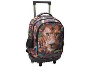 Animal Planet Dreifach-Schulrucksack mit Löwenprint und Rollen