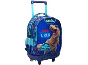 Jurassic World T-Rex drei Fächer, rollende Schultasche, Rucksack 34x20x45cm