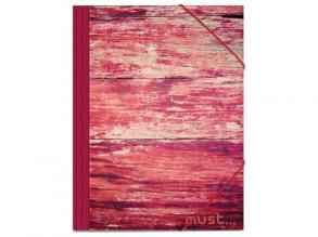 Muss: Rote Holzgummimappe mit Muster 25x35cm