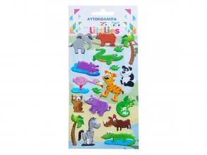 The Littlies: Dschungeltiere 3D Pufi Aufkleber Set 10x22cm Bogen