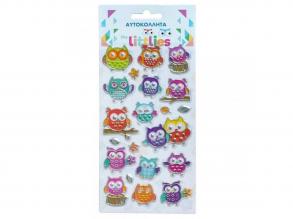 The Littlies: 3D Puffy Sticker Set mit Eulenmuster auf 10x22cm Blatt