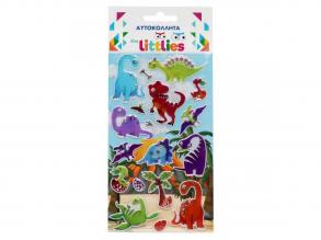 The Littlies: 3D-Pufi-Sticker-Set mit Dinosaurier-Muster auf 10x22cm-Bogen