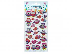 The Littlies: glitzernde Eule 3D Puffy Sticker Set auf 10x22cm Blatt