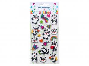 The Littlies: Panda-Teddybär 3D-Pufi-Aufkleber-Set 10x22cm Bogen