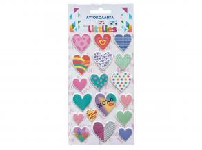 The Littlies: Multisize Herz 3D Puffy Sticker Set auf 10x22cm Bogen