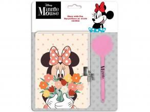 Disney: Minnie Mouse Geheimtagebuch mit Vorhängeschloss und Bommelstift 12x18cm 60 Seiten