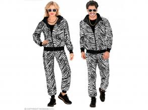 PARTY FASHION TRAININGSANZUG MIT TIERMUSTER IN SILBER METALLIC UNISEX KOSTÜM FÜR ERWACHSENE