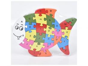 ABC Holzpuzzle mit Fischen