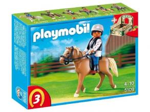 PLAYMOBIL 5109 - Haflinger mit grün-beiger Pferdebox