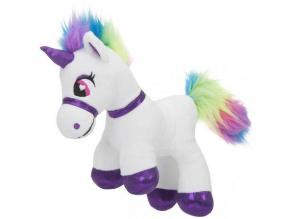 Einhorn stehend Plüschfigur - weiß-lila, 20 cm