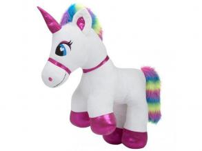 Einhorn stehend Plüschfigur - weiß-rosa, 60 cm