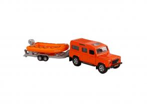 Kids Globe Land Rover aus Druckguss mit Rettungsboot, 27 cm