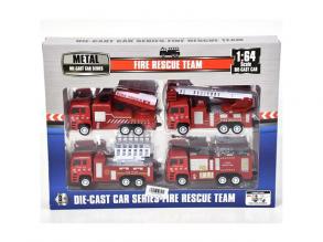 Feuerwehrauto aus Metall im Maßstab 1:64 4er-Set