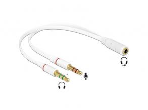 Delock 65585 1x 3,5 mm 4-polige Stereo-Klinkenbuchse > 2x 3,5 mm 3-polige Stereo-Klinkenstecker (iPhone) Headset